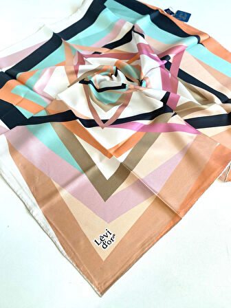 Levidor Tivil İpek Eşarp 48906 Beyaz Karışık Desen