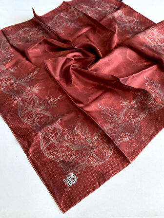 Levidor Tivil Saf İpek Eşarp 48978 Kırmızı Karışık Desen