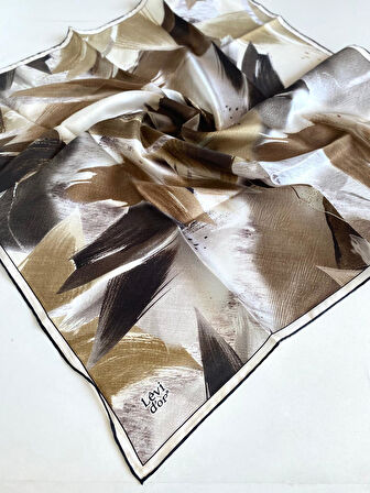 Levidor Tivil Saf İpek Eşarp 49228 Kahverengi Karışık Desen