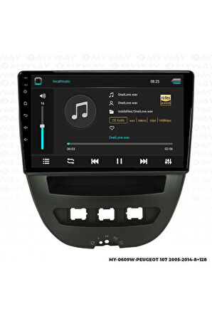 PEUGEOT 107 ANDROİD 12 MULTİMEDYA CARPLAY 4GB RAM+64GB HDD NAVİGASYON EKRAN