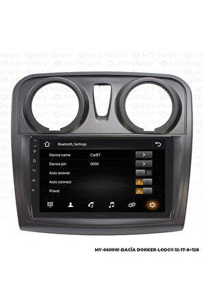 DACİA LODGY ANDROİD 12 MULTİMEDYA CARPLAY 4GB RAM+64GB HDD 2012-2017 NAVİGASYON EKRAN