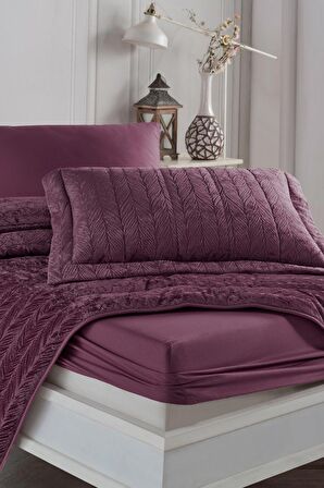 Elart Velvet Kadife Comfort Set Modern Uyku Seti Tek Kişilik Mürdüm 2 Parça