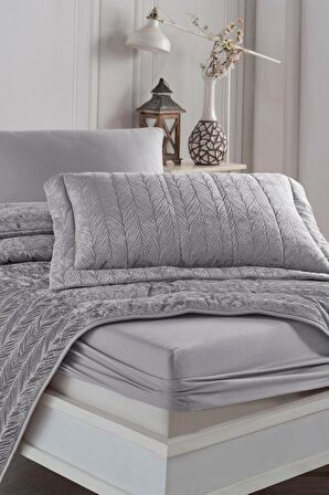 Elart Velvet  Kadife Comfort Set Modern Uyku Seti Tek Kişilik Gümüş 2 Parça