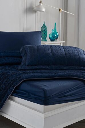 Elart Velvet Kadife Comfort Set Modern Uyku Seti Tek Kişilik Lacivert 2 Parça