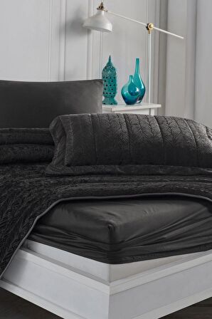 Elart Velvet Kadife Comfort Set Modern Uyku Seti Tek Kişilik Antrasit 2 Parça