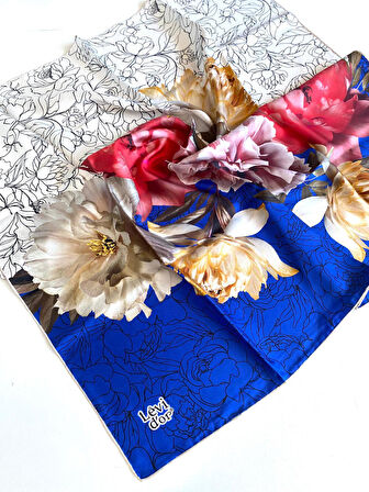 Levidor Tivil İpek Eşarp 48907 Beyaz Karışık Desen