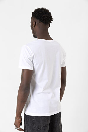Beyaz Erkek Basic Bisikletyaka Tshirt