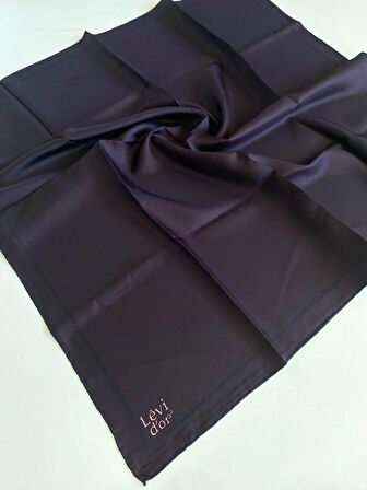 Levidor Tivil Saf İpek Eşarp 48963 Koyu Mürdüm Karışık Desen