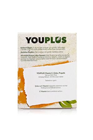 Vitamin C Çinko Propolis 20 Efervesan Tablet