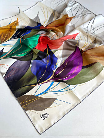 Levidor Tivil Saf İpek Eşarp 48951 Krem Karışık Desen