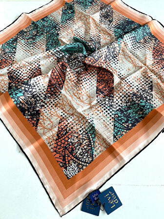 Levidor Tivil İpek Eşarp 43974 Turuncu Karışık Desen