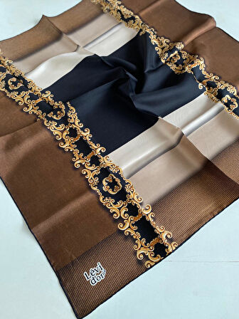  Levidor Tivil İpek Eşarp 43977 Kahverengi Karışık Desen