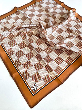 Levidor Tivil İpek Eşarp 48925 Taba Karışık Desen