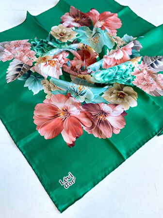 Levidor Tivil İpek Eşarp 48900 Yeşil Karışık Desen