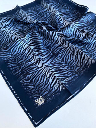 Levidor Tivil İpek Eşarp 47118 Lacivert Karışık Desen