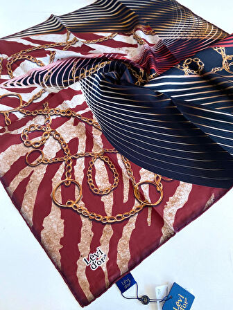 Levidor Tivil İpek Eşarp 47095 Kırmızı Karışık Desen