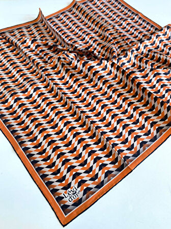 Levidor Tivil İpek Eşarp 47091 Turuncu Karışık Desen