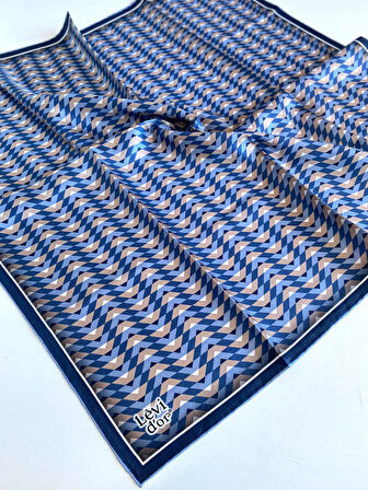 Levidor Tivil İpek Eşarp 47087 Lacivert Karışık Desen