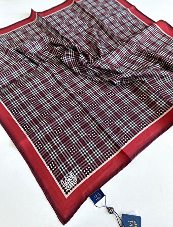 Levidor Tivil İpek Eşarp 47062 Kırmızı Ekose Desen