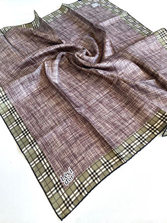 Levidor Tivil Saf İpek Eşarp 48933 Kahve Karışık Desen