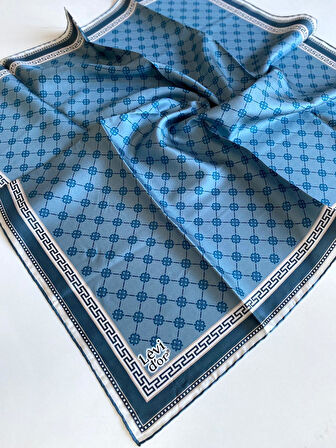 Levidor Tivil İpek Eşarp 4159 - 2 Mavi Karışık Desen