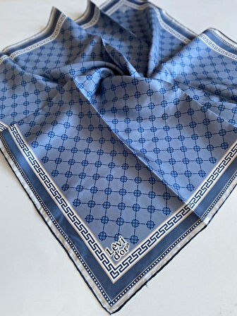 Levidor Tivil İpek Eşarp 4159 - 5 Mavi Karışık Desen