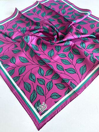 Levidor Tivil Saf İpek Eşarp 49210 Pembe - Yeşil Karışık Desen