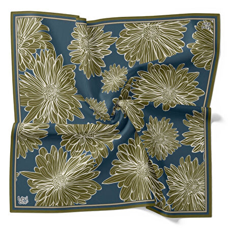 Levidor Tivil İpek Eşarp 4104 - 3 Petrol Yeşili Karışık Desen