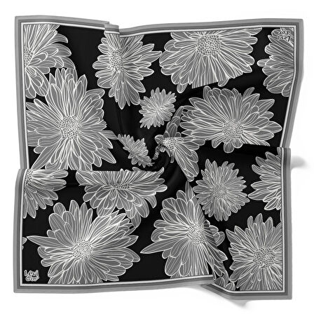 Levidor Tivil İpek Eşarp 4104 - 4 Siyah Karışık Desen