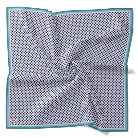 Levidor Tivil İpek Eşarp 4100 - 2 Mavi Karışık Desen