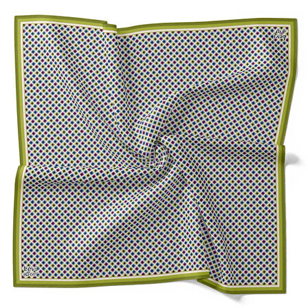 Levidor Tivil İpek Eşarp 4100 - 7 Yeşil Karışık Desen