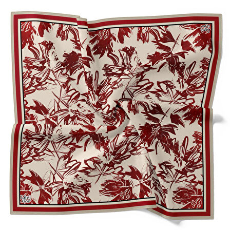 Levidor Tivil İpek Eşarp 4091 - 8 Kırmızı Karışık Desen