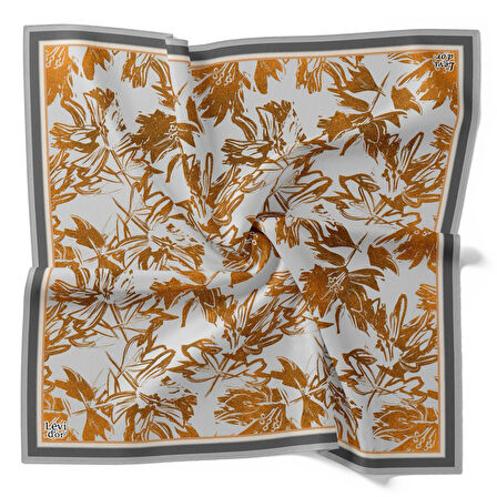 Levidor Tivil İpek Eşarp 4091 - 14 Turuncu Karışık Desen