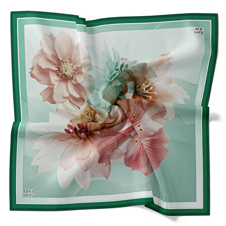 Levidor Tivil İpek Eşarp 4093 - 4 Yeşil Karışık Desen