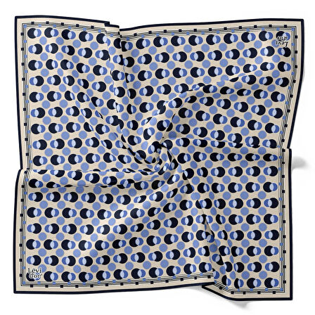 Levidor Tivil İpek Eşarp 4094 - 15 Mavi Karışık Desen