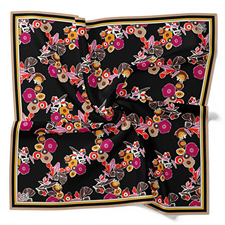 Levidor Tivil İpek Eşarp 4097 - 2 Siyah Karışık Desen