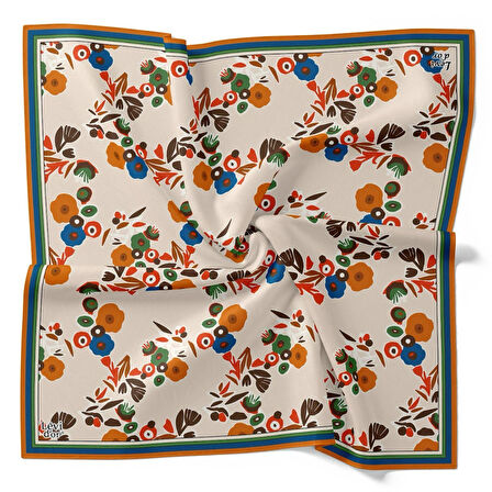 Levidor Tivil İpek Eşarp 4097 - 5 Krem Karışık Desen