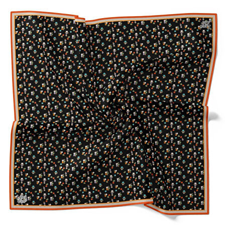 Levidor Tivil İpek Eşarp 4110 - 8 Siyah Karışık Desen