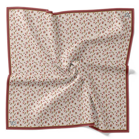 Levidor Tivil İpek Eşarp 4110 - 10 Kırmızı Karışık Desen