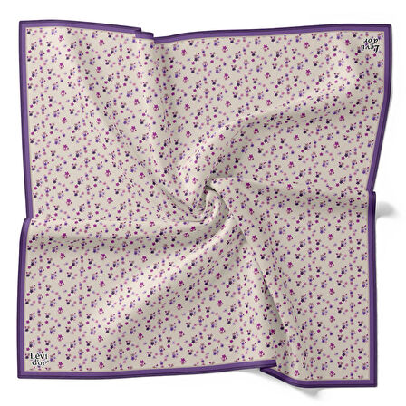 Levidor Tivil İpek Eşarp 4110 - 13 Mor Karışık Desen