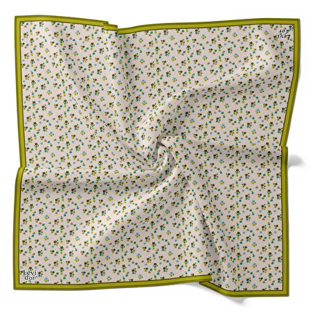 Levidor Tivil İpek Eşarp 4110 - 9 Yeşil Karışık Desen