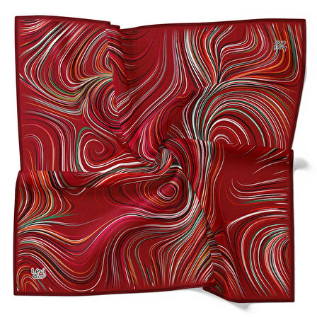 Levidor Tivil İpek Eşarp 4111 - 6 Kırmızı Karışık Desen