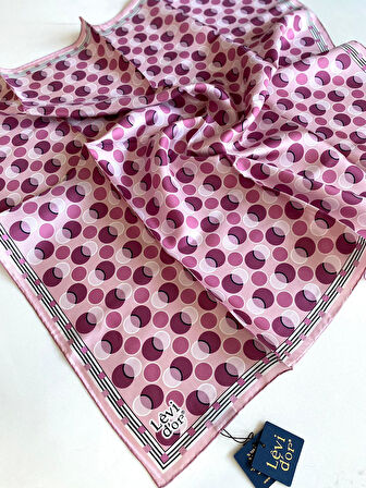 Levidor Tivil İpek Eşarp 4094 - 8 Pembe Karışık Desen