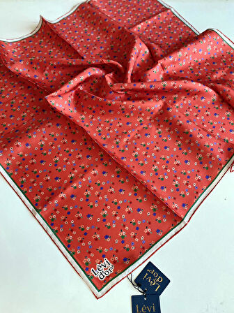 Levidor Tivil İpek Eşarp 4110 - 3 Kırmızı Karışık Desen