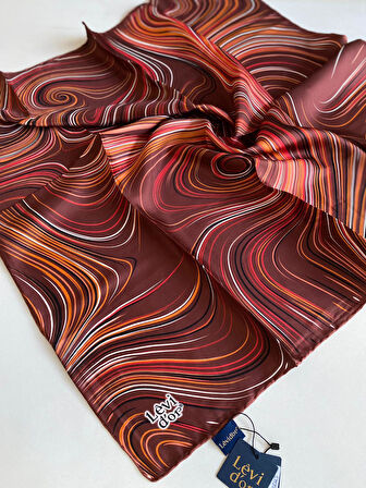 Levidor Tivil İpek Eşarp 4111 - 3 Bordo Karışık Desen