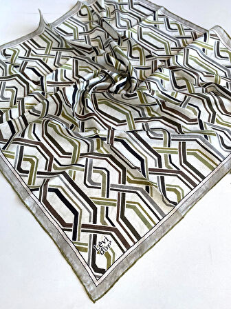 Levidor Tivil Saf İpek Eşarp 49409 Yeşil Karışık Desen