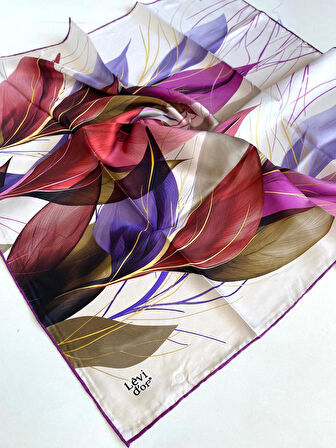 Levidor Tivil Saf İpek Eşarp 48949 Eflatun Karışık Desen