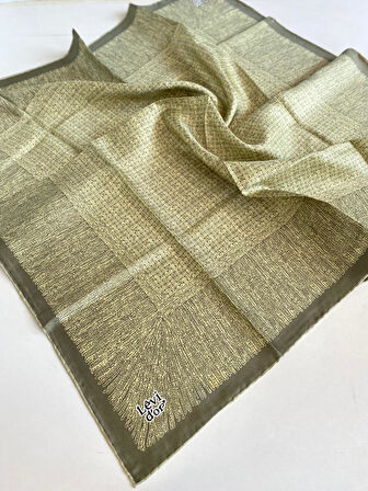 Levidor Tivil Saf İpek Eşarp 49267 Yeşil Karışık Desen