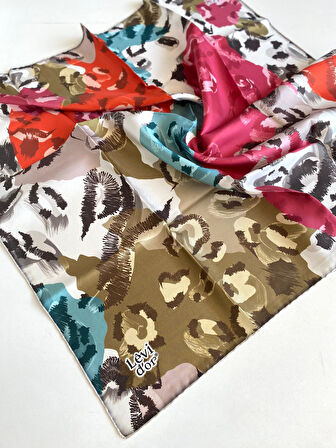 Levidor Tivil Saf İpek Eşarp 49257 Yeşil Karışık Desen