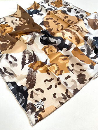 Levidor Tivil Saf İpek Eşarp 49259 Vizon Karışık Desen